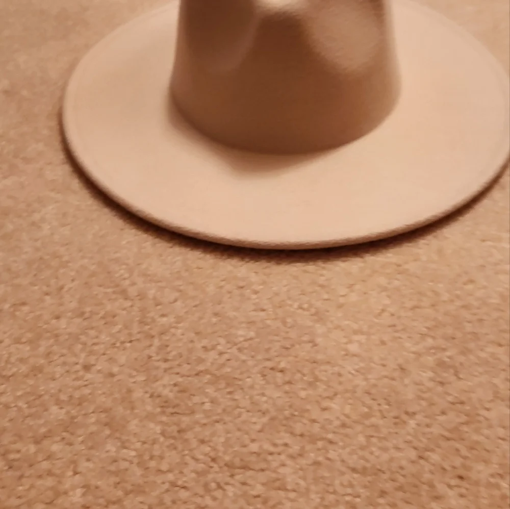 Wide Brim Felt Fedora Hat - Cream
